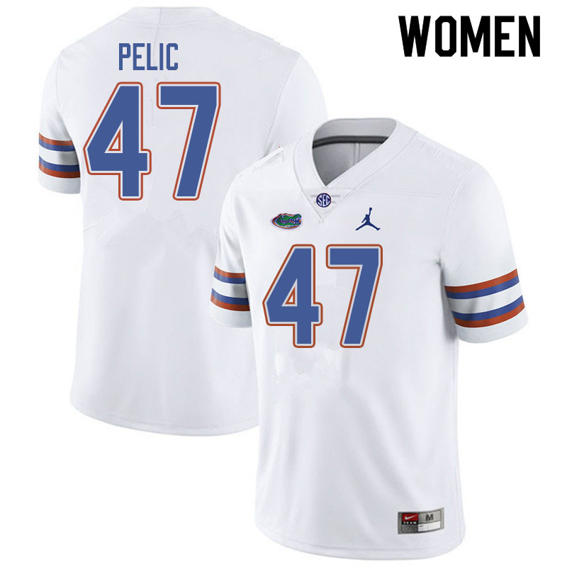 Jordan Brand Women #47 Justin Pelic Florida Gators College Football Jerseys Sale-White